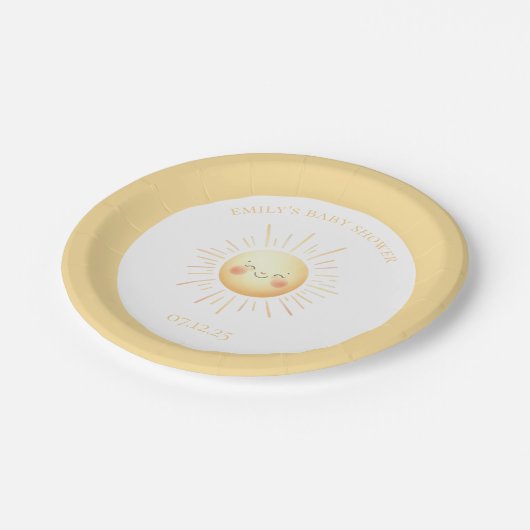 Schattigee gele boho lachende zonneschijn Baby sho Papieren Bordje (Gekanteld)