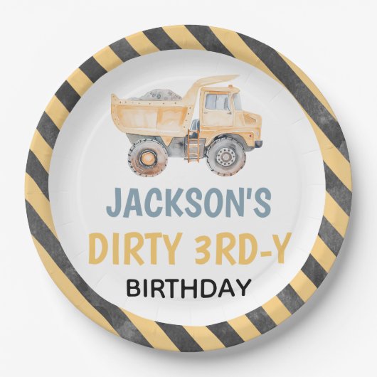 Schattigee Gele Bouw Dirty 3rdy Papier Bord (Voorkant)