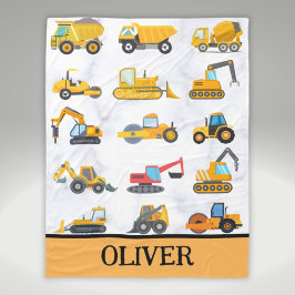 Schattigee gele bouwvoertuigen fleece deken