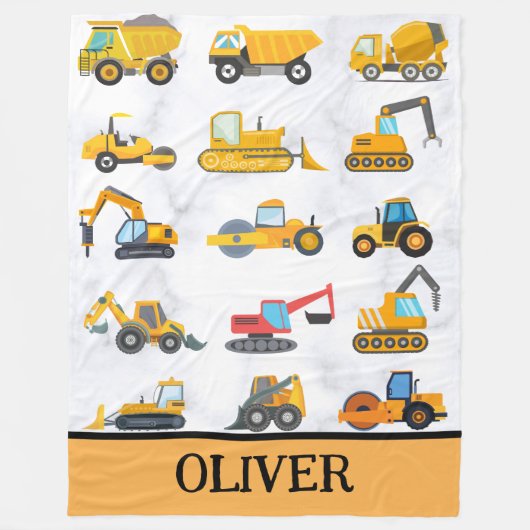 Schattigee gele bouwvoertuigen fleece deken (Voorkant)
