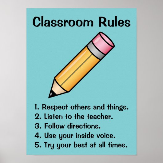 Schattigee Gele Cartoon Potlood Custom Classroom R Poster (Voorkant)