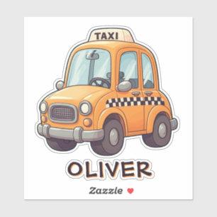 Schattigee gele Cartoon taxi Sticker