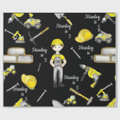 Schattigee gele constructie vrachtwagen dump patro cadeaupapier (Vlak)