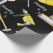 Schattigee gele constructie vrachtwagen dump patro cadeaupapier (Hoek)