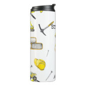 Schattigee gele constructie vrachtwagen dumppatroo thermosbeker (Gedraaid links)