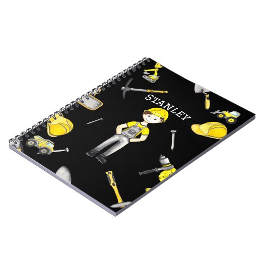 Schattigee gele de stortplaatnaam van de bouwvrach notitieboek (Linkerzijde)