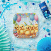 Schattigee Gele Ducklings Verjaardagsfeest Papiere Papieren Bordje (Feest)