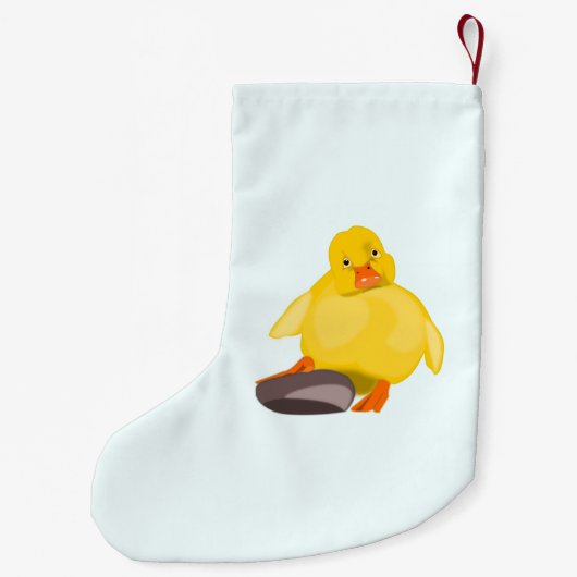 Schattigee gele eend kerst kous kleine kerstsok (Achterkant)