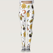 Schattigee Gele en Groene Boo Halloween Leggings (Voorkant)