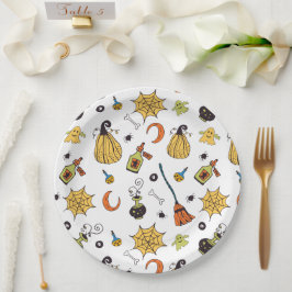 Schattigee Gele en Groene Boo Halloween Papieren Bordje