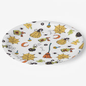 Schattigee Gele en Groene Boo Halloween Papieren Bordje (Gekanteld)