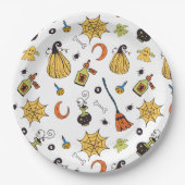 Schattigee Gele en Groene Boo Halloween Papieren Bordje (Voorkant)