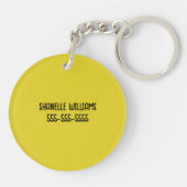 Schattigee Gele Giraffe in een Doos Aangepaste Naa Sleutelhanger (Achterkant)