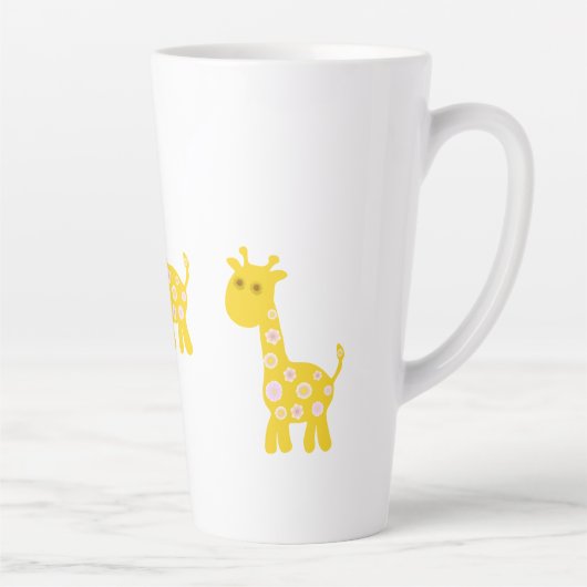 Schattigee gele Giraffe Latte Mok (Rechts)