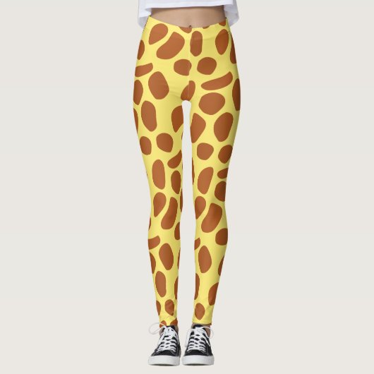 Schattigee gele giraffe skin naadloos patroon leggings (Voorkant)