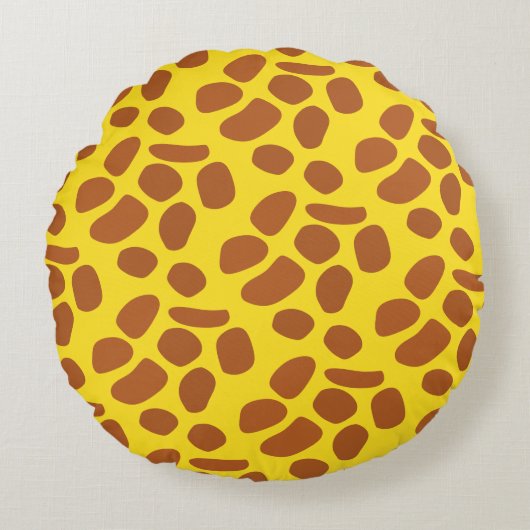 Schattigee gele giraffe skin naadloos patroon rond kussen (Voorkant)
