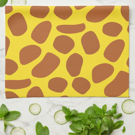 Schattigee gele giraffe skin naadloos patroon theedoek (Gevouwen)