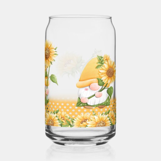 Schattigee Gele Gnome Zonnebloem Blikvorm Glas (Achterkant)