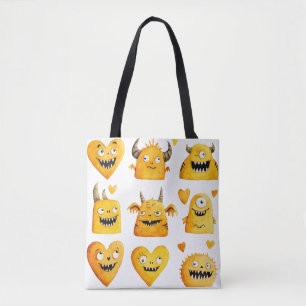 Schattigee gele Halloween monsters Tote Bag