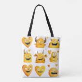 Schattigee gele Halloween monsters Tote Bag (Achterkant)