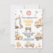 Schattigee Gele Jongens Bouw Verjaardag Bedankkaart (Voorkant)