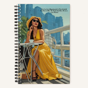 Schattigee Gele Jurk Koffie Leo Tolstoy Quote Jour Notitieboek