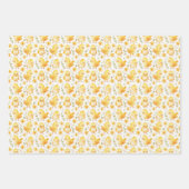 Schattigee gele kuikens en bloemen inpakpapier vel (Voorkant 2)