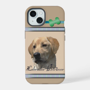 Schattigee gele labohondkunst iPhone 15 case