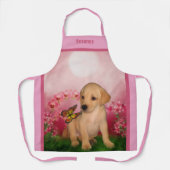 Schattigee gele labrador puppy gepersonaliseerd schort (Voorkant)
