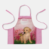 Schattigee gele Labrador puppy hond gepersonalisee Schort (Voorkant)