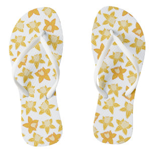 Schattigee gele lente daffodil patroon teenslippers