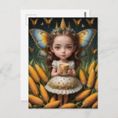 Schattigee gele maïs vlinder fee briefkaart (Voorkant / Achterkant)