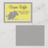 Schattigee Gele Olifant Baby shower Luier Raffle Informatiekaartje (Voorkant / Achterkant)