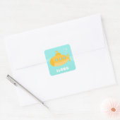 Schattigee gele onderzeeër, oceaanschip, voor kind vierkante sticker (Envelop)