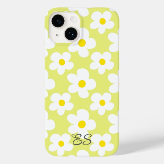 Schattigee gele retro madeliefjes op girly floral Case-Mate iPhone case (Achterkant)