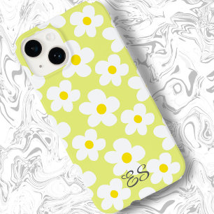Schattigee gele retro madeliefjes op girly floral Case-Mate iPhone 14 hoesje
