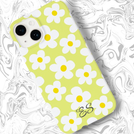 Schattigee gele retro madeliefjes op girly floral Case-Mate iPhone case