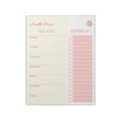 Schattigee Gele & Roze Maaltijdplanner en boodscha Notitieblok (Linkerzijde)