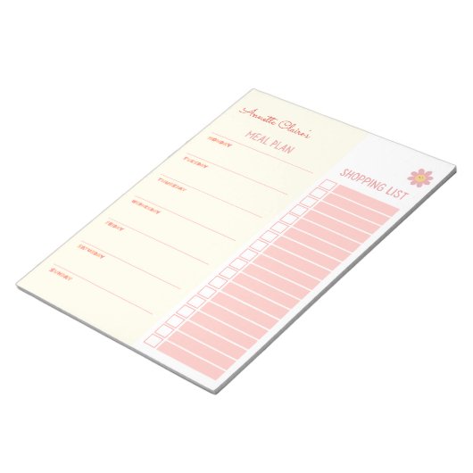 Schattigee Gele & Roze Maaltijdplanner en boodscha Notitieblok (Schuin)