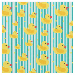 Schattigee Gele Rubber Ducks Gestreepte Badtijd Pa Stof