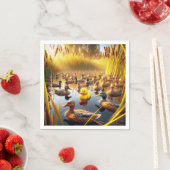 Schattigee gele rubberen eend met jachtlokaas servet (Insitu)