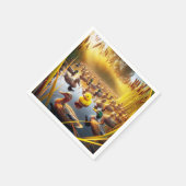 Schattigee gele rubberen eend met jachtlokaas servet (Hoek)