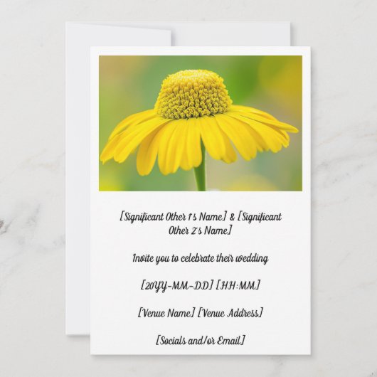 Schattigee Gele Sneezeweed Edding Kaart (Voorkant)