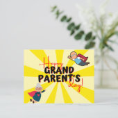 Schattigee Gele Superheld Grootouders Dag Briefkaart (Staand voorkant)