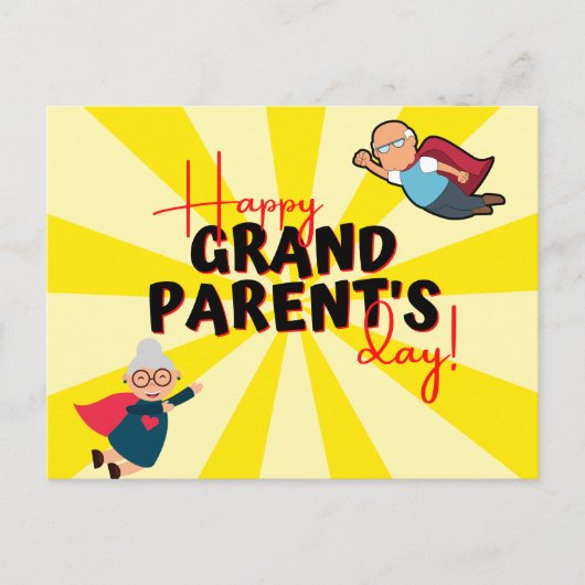 Schattigee Gele Superheld Grootouders Dag Briefkaart (Voorkant)