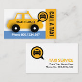Schattigee gele taxi auto op oproep visitekaartje (Voorkant / Achterkant)