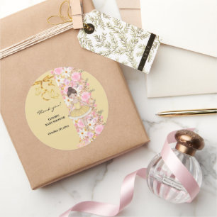 Schattigee Gele Tutu Ballerina Vlinders Baby showe Ronde Sticker