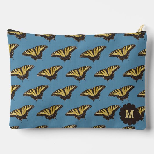 Schattigee gele vlinder en Initiaal op accessoirez Etui (Achterkant)