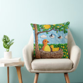 Schattigee gele vogels kussen (Stoel)