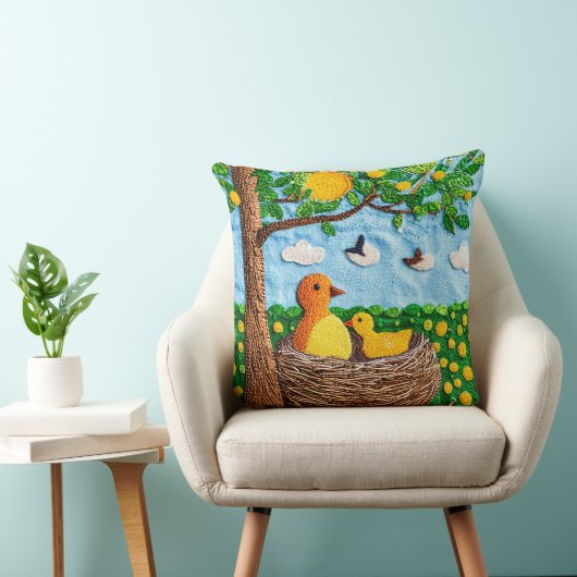 Schattigee gele vogels kussen (Stoel)